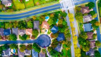 An aerial photo of a neighborhood outside Austin, Texas