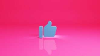 blue thumbs up emoji on hot pink background