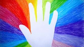 rainbow flag coloring with hand