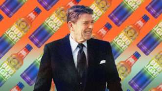 Ronald Reagan; rainbow Bud Light bottles