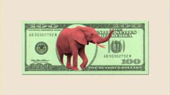 GOP elephant is seen with a 0 bill
