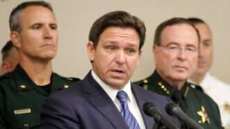 Ron DeSantis speaks at an Aug. 4 press conference announcing the removal of state attorney Andrew Warren